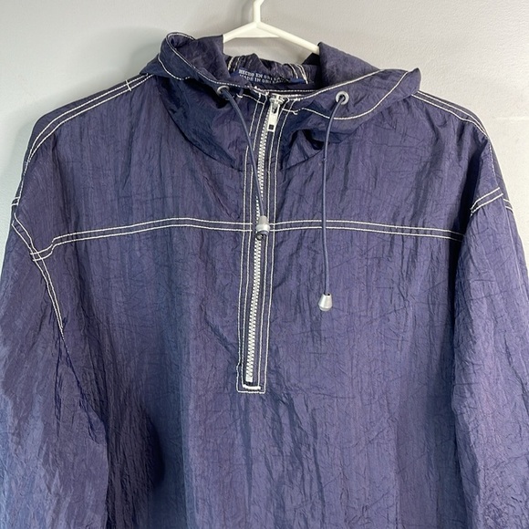 VINTAGE Y2K Weathervane Outfitters Anorak Jacket Navy Blue Contrast Stitch M - Picture 3 of 12